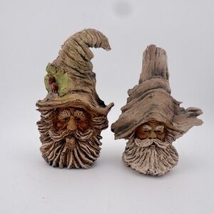 Steven Herrero Knot Knoggins Rustic Wood Carved‎ Sculptures Set of 2